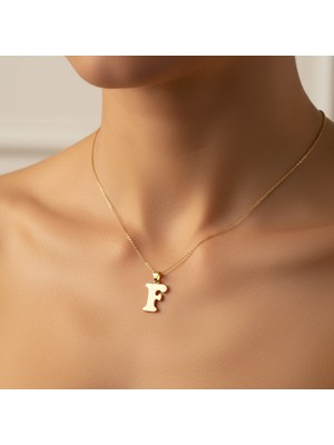 Tabitela 14 Ayar Altın Kolye Ucu Harf F   GM9643 0.5 gr