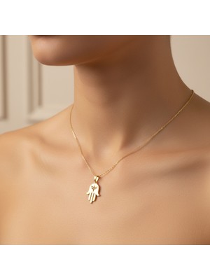 TabiTela 8 ayar altın kolye ucu Hamsa / Fatma’nın Eli GM9380 0.5 gr