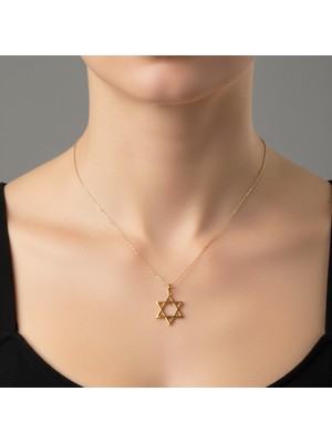 TabiTela 8 ayar altın kolye ucu Davud’un Yıldızı / Magen David GM9407 1 gr