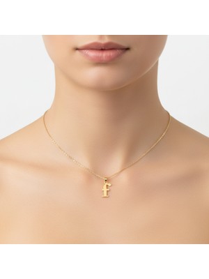 TabiTela 14 ayar altın kolye ucu Harf F   GM9652 0.5 gr