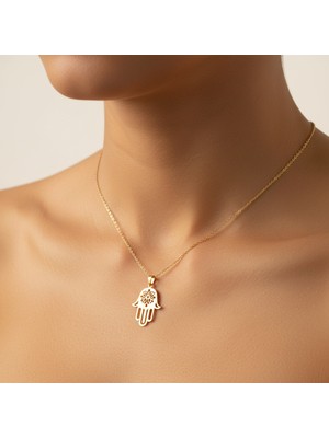 TabiTela 8 ayar altın kolye ucu Hamsa / Fatma’nın Eli GM9397 1 gr