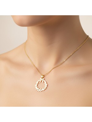 Tabitela 8 Ayar Altın Kolye Ucu Noel Çelengi GM9297 1 gr