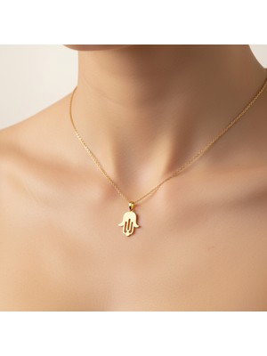 TabiTela 8 ayar altın kolye ucu Hamsa / Fatma’nın Eli GM9387 1 gr