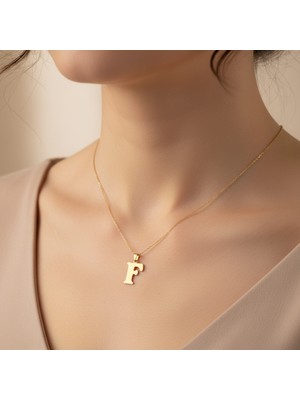 Tabitela 14 Ayar Altın Kolye Ucu Harf F   GM9638 0.5 gr