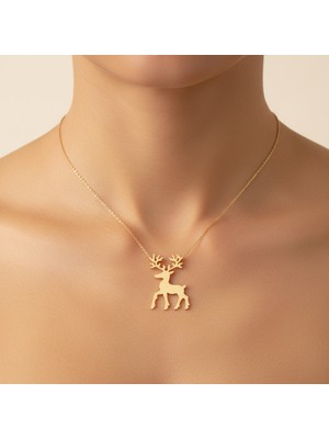 TabiTela 8 ayar altın kolye ucu Ren Geyiği GM9331 1 gr