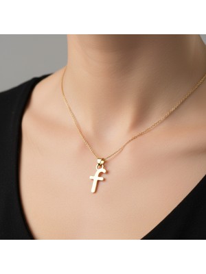 Tabitela 8 Ayar Altın Kolye Ucu Harf F   GM9653 1 gr