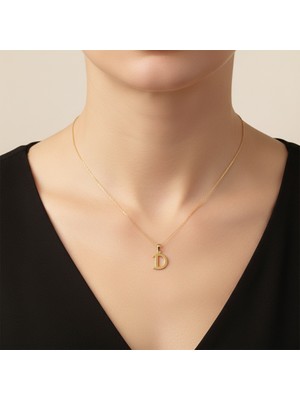 Tabitela 14 Ayar Altın Kolye Ucu Harf D   GM9494 1 gr