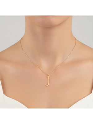Tabitela 14 Ayar Altın Kolye Ucu Harf J   GM9708 0.5 gr