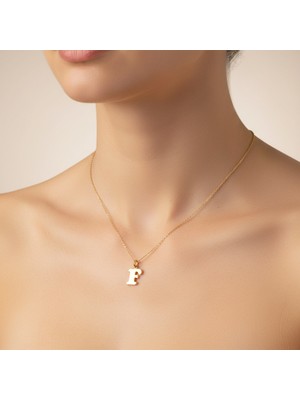 Tabitela 14 Ayar Altın Kolye Ucu Harf F   GM9649 1 gr