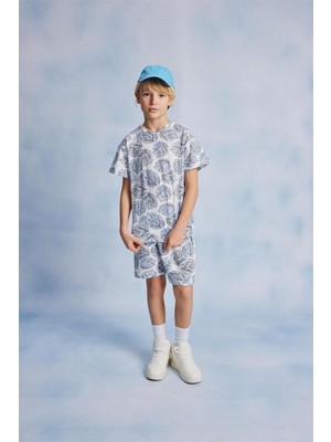Luess Erkek Çocuk Yaprak Baskılı Alt Üst Pijama Takım
