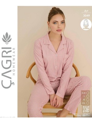 Çağrı Kadın Kışlık Süet Uzun Kollu Önü Düğmeli Pijama Takımı 3049