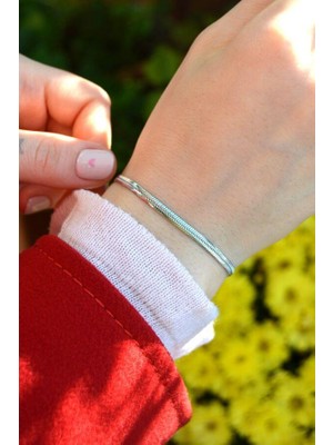 Sacce Scarves & Accessories 316 L Çelik Italyan Zincir Bileklik Ezme Çelik Gümüş Renk