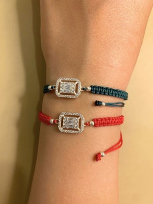 Baget Ipli Kadın Bileklik 925 Ayar Gümüş 1 Adet Haki (Koyu Yeşil)