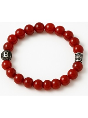 Kişiye Özel Harfli 925 Ayar Gümüş Akik Doğal Taş Bileklik | Bymissmücevherat