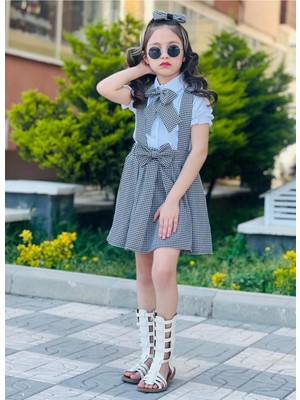 Bayramlık Kız Çocuk Gömlek / Elbise / Toka / Broş 4'lü Takım