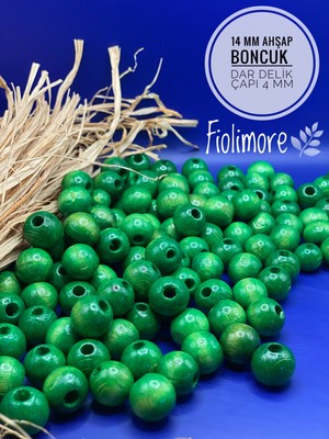 14 mm Ahşap Boncuk (50 Gram 50 Adet) Dar Delik Çapı 4 mm Makrome Çanta Bileklik Takı Renkli