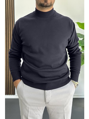 Erkek Yarım Balıkçı Normal Kalıp Kazak Lacivert EDW409