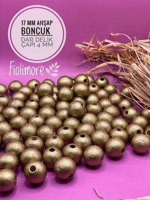 17 mm Ahşap Boncuk (50 Gram 30 Adet) Dar Delik Çapı 4 mm Makrome Çanta Bileklik Takı Renkli