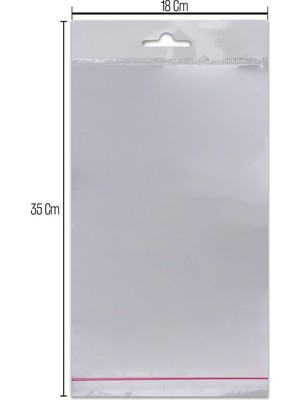 18*35 Sedefli Askılı (Askı Kısmı Beyaz) Bantlı OPP (Parlak-Şeffaf) Jelatin 100 Adet