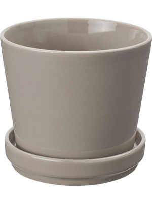 Seramik Saksı, Gri-Bej, 12 cm