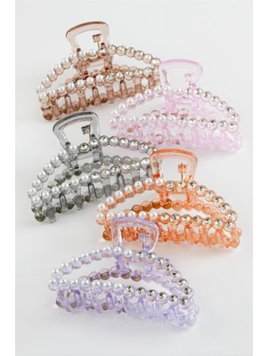 Oval Inci Taşlı Mandal Toka 8 cm