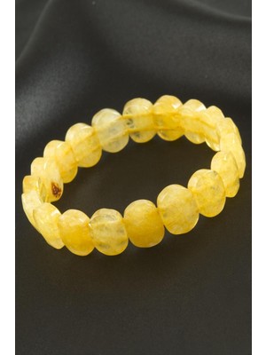 Oval Kesim Orjinal Sitrin Doğaltaşlı Bileklik