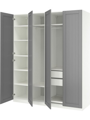 Pax Gardırop, Beyaz-Gri, 200X60X236 cm