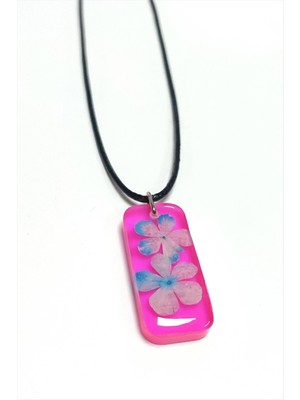 Kartopu Çiçeği Dikdörtgen Epoksi Kolye