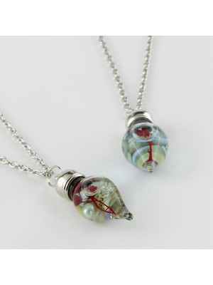 Sulu Çiçek Fanus Canlı Kolye