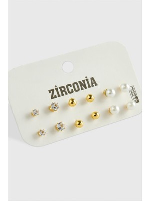 12 Adet Inci Zirkon Tek Taşlı Küpe