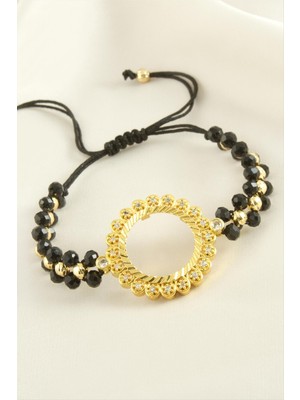 Çeyrek Altın Koyulabilir Kristal Taşlı Bileklik