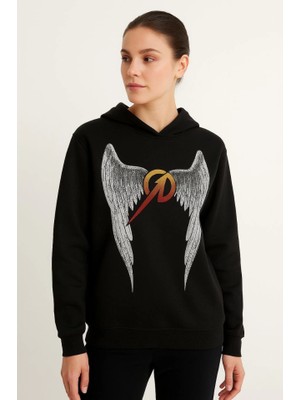 Metallica Iki Iplik Kapüşonlu Ön ve Arka Baskılı Hoodie - Siyah