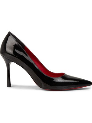 Deery Kadın Rugan Siyah Stiletto Topuklu Ayakkabı - P4539ZSYHM01