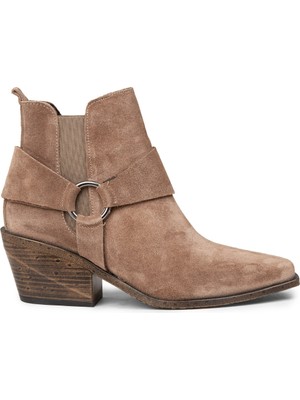 Deery Kadın Hakiki Süet Vizon Renk Western Bot - Z1563ZVZNC01