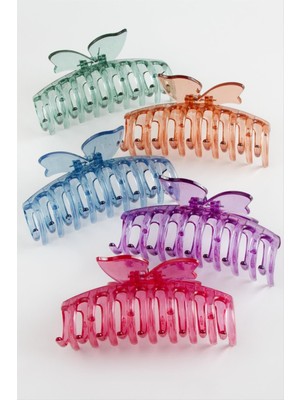 Kelebek Şeffaf Renkli Mandal Toka 11 cm