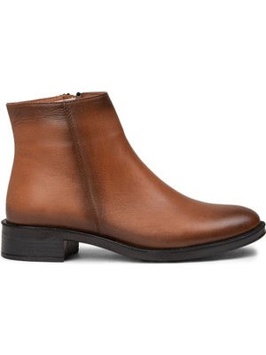 Deery Kadın Taba Rengi Hakiki Deri Fermuarlı Bot - SE391ZTBAE01