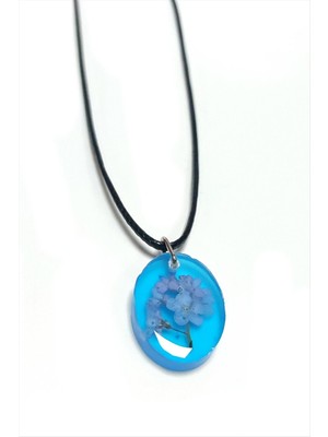 Unutma Beni Çiçeği Oval Epoksi Kolye