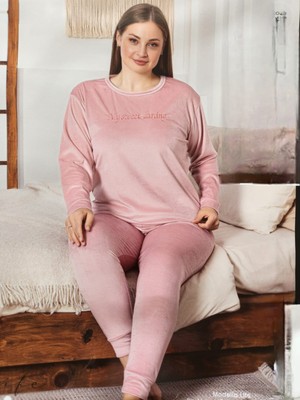 Modella Life  Kadife Battal  Beden Anne Pijama Takımı 224