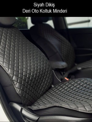 Hatchback Koltuk Minderleri, Siyah Deri, Dikişli, Konfor ve Şıklık Sağlar