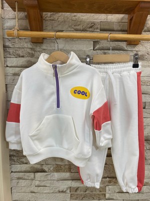 Lacıel Parıs Cool Sloganlı Yakalı Fermuarlı Kız Çocuk Takım