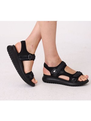 Cırt Cırtlı Simli Kalın Taban Kadın Sandalet Spor ve Şık Sandalet