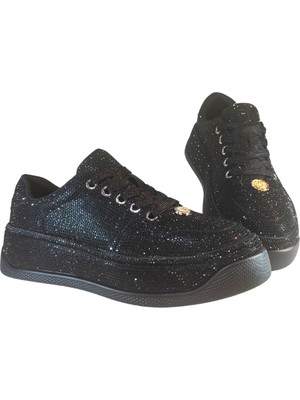 Guja Kadın Bağcık Kapamalı Taş Kaplama Detaylı Deri Sneakers Ayakkabı