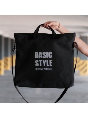 Kanvas Çapraz Askılı Tote Çanta Siyah