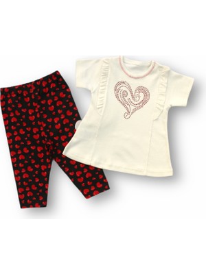 Diji Baby 3-6 6-9 9-12 12-18 Ay Kalp Baskılı Uzun Kollu Sweatli 2li Kız Bebek Takımı