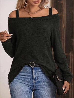 Nidam Butik Kadın Askılı Iki Omuzu Açık Salaş Yün Viskon Bluz