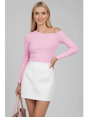 Tek Omuz Ipli Bluz Pembe T4328