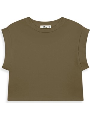 Yarım Kol Sıfır Yaka Basıc Yeşil T-Shırt