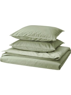 Çift Kişilik Nevresim Seti, Gri-Yeşil, 240X220/50X60 cm