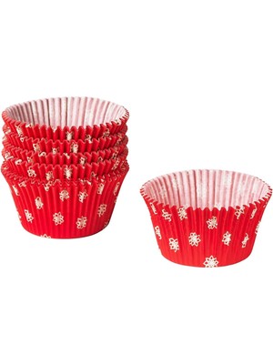 Muffin Kağıdı, Yıldız Deseni-Kırmızı, 65 Adet