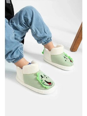 Çocuk Kaydırmaz Taban Panduf Pamuk Astarlı Köpek Desenli Çok Amaçlı Okul Kreş Patiği Ev Patiği